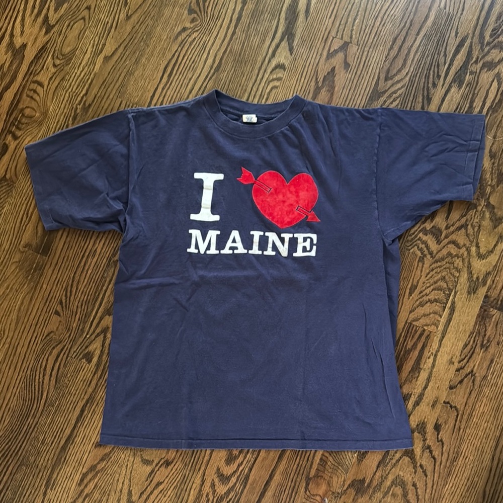 Vintage Artex single stitch Navy Blue 'I Love Maine' T-Shirt